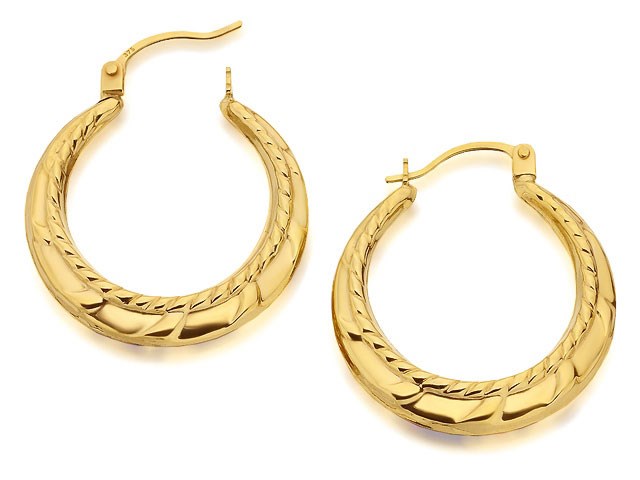 F.Hinds Jewellery 9ct Gold Rope Design Creole Hoop Earrings - 24mm | eBay