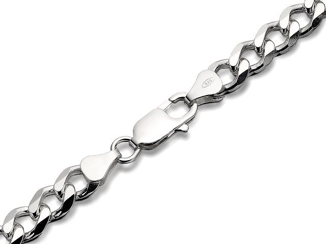 F.Hinds Sterling Silver 8mm Wide Curb Chain 20