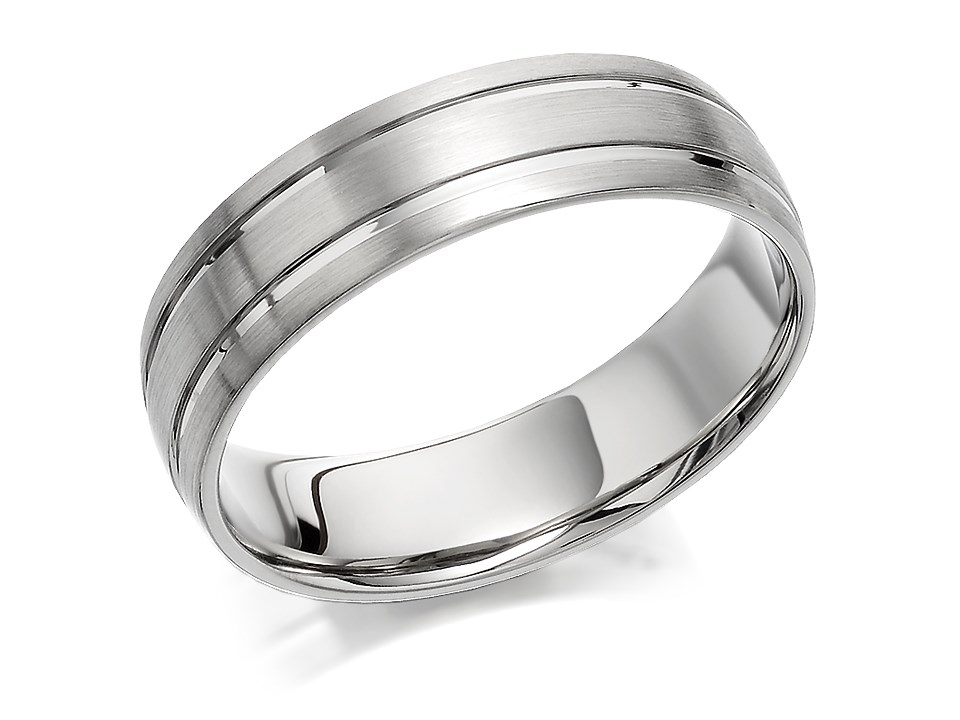 F.Hinds Mens Jewellery Palladium 500 Brushed Finish Banded Wedding Ring ...